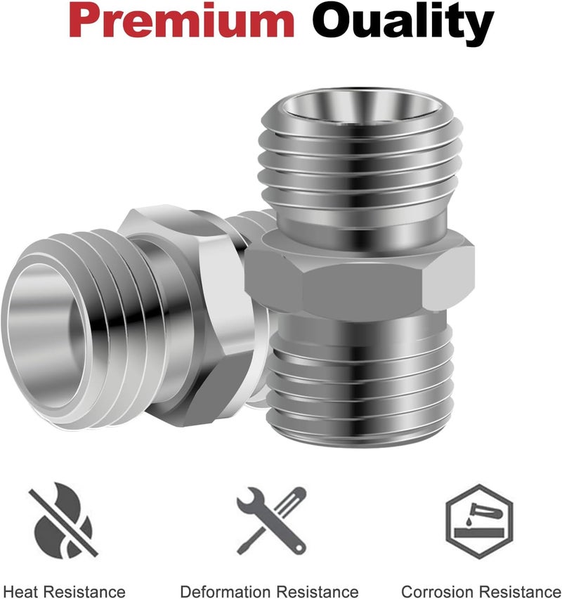 joytrace 2pcs M12 to M12 Carbon Stee Fittings Adapters for Mini Excavator Adapting, Reducing Or Enlarging Connect Such Air Pipe, Fuel Pipe, Water Pipe, Etc Full Port Straight Pipe Fitting Connector - Image 2
